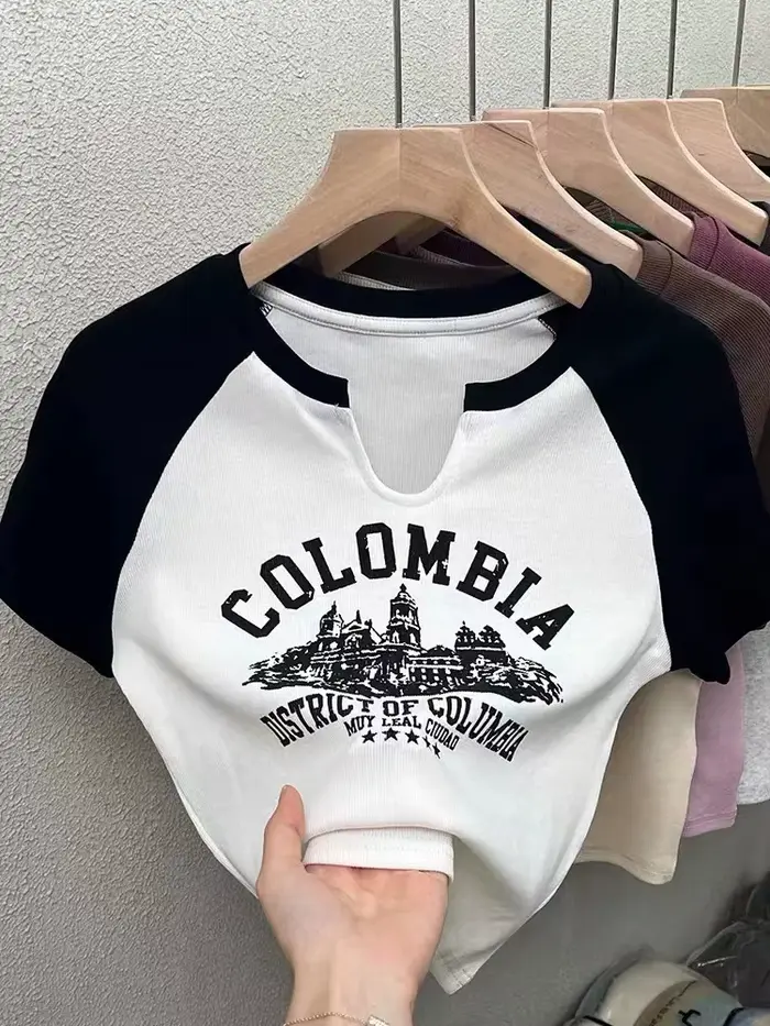 T-shirt à Manches Courtes et Col Rond pour Femme, Haut Précieux, Décontracté, avec Lettres Imprimées