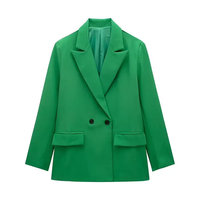 Willshela femmes mode avec poches solide Double boutonnage Blazer Vintage manches longues col cranté