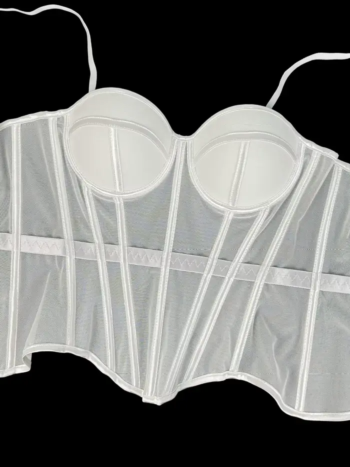 Veľkosť Sexy Mesh priehľadný Lady Bustier Elegantné tvarovanie Ženy Korzet Dievčatá Tenké večerné oblečenie Kultúry High Lady Krátke telo Shaper