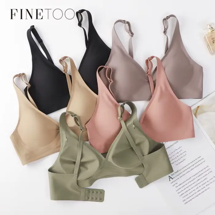FINETOO-Wireless mäkká podprsenka pre ženy, hlboké V podprsenky, sexy podprsenka, dámske S-XL polstrovaná podprsenka, bezšvíkové spodná bielizeň, pohodlné spodná bielizeň pre dámy