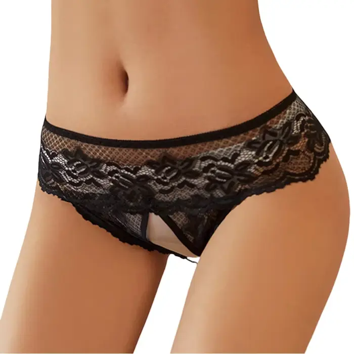 Culottes sans entrejambe pour femmes érotiques, lingerie ouverte exotique, costumes pornographiques, strings ouverts pour sissy, sous-vêtements taille basse couleur unie