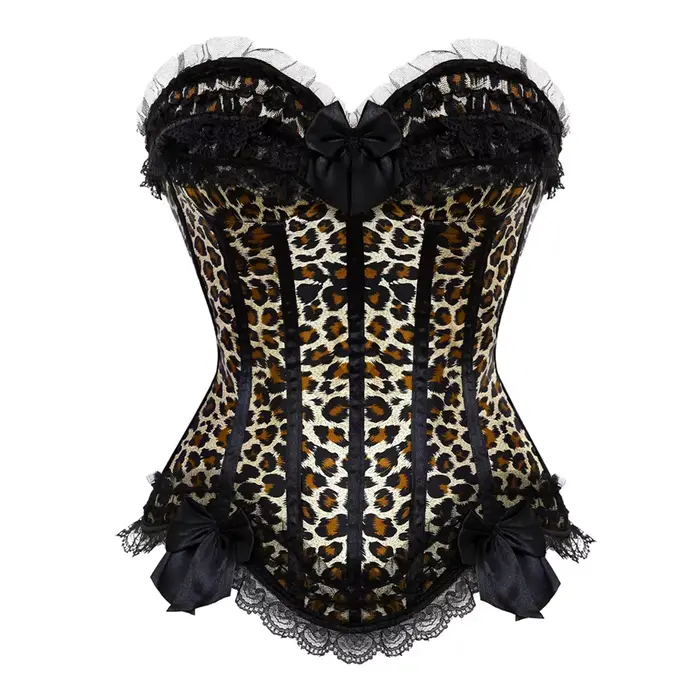 Ružové korzety pre ženy, sexy spodná bielizeň, leopard, plus veľkosť, gotika, kvetinová čipka, bustiers, červená a biela