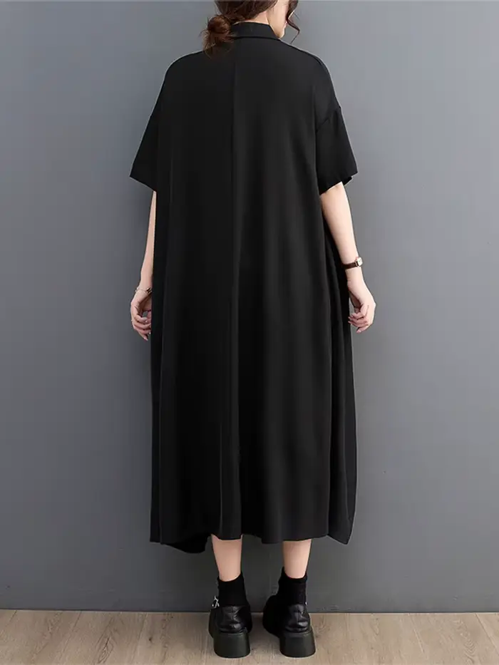 Robe Chemise Décontractée à Manches Courtes pour Femme, Vêtement Élégant et Vintage, à la Mode, Nouv