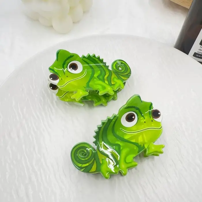 1 ks nová roztomilá kreslená zelená jašterica dinosaurus spona do vlasov zadná časť hlavy