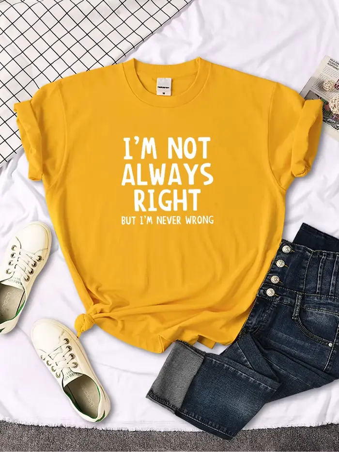 T-shirt col rond femme, estival et décontracté, cool et intéressant avec lettres imprimées