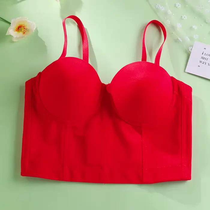 Sexy dámska podprsenka, jeden kus, polovica šálky, pletená z polyesteru, akrylu a nylonu, s kosticami a háčikom a okom, elegantná pre všetky príležitosti