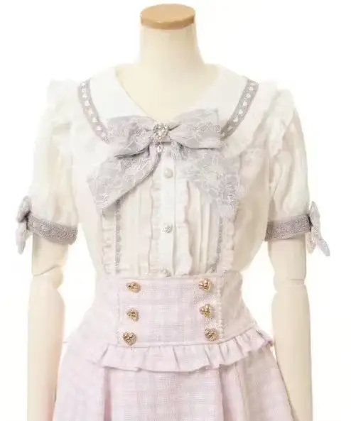 Rojita Style dentelle col Lolita chemise mode femmes hauts été mignon doux nœud épaule coupe ajustée