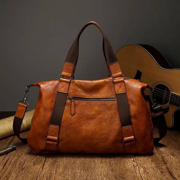 Sac de Voyage en Cuir de Vache group pour Homme, Bagage Vintage, Polochon, Durable, -du-- end, Grand