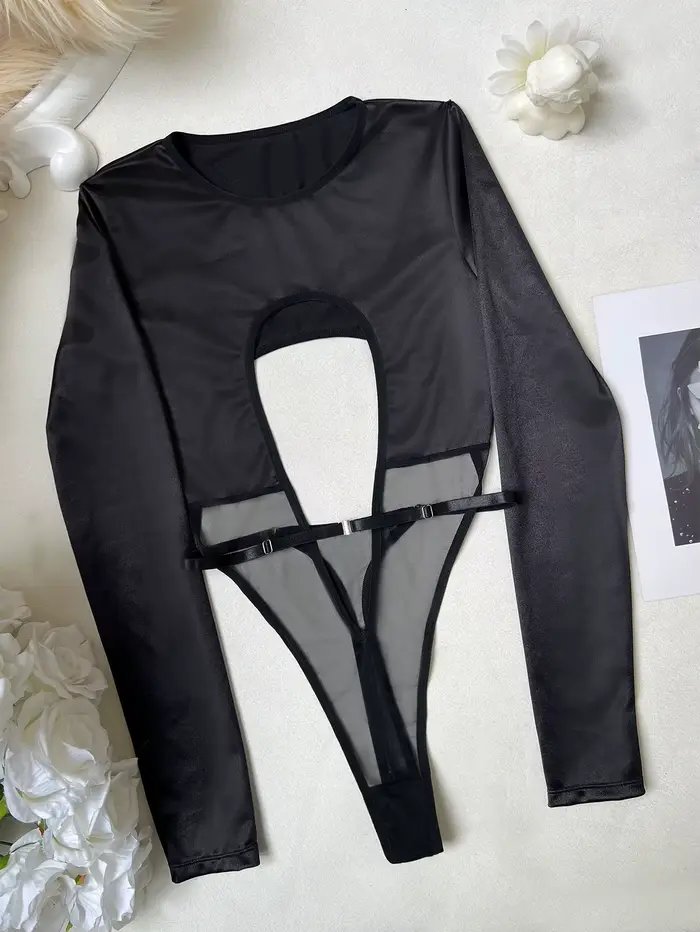 Ellolace Body séduisant femmes charmant creux à manches longues dos nu string corps Sexy chaud Lingi