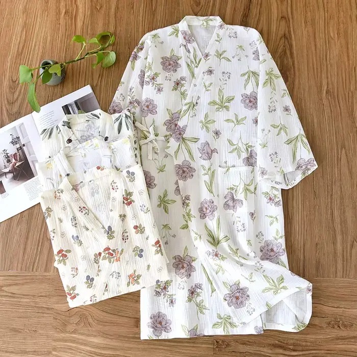 Japonské kimono 2025 nové Dámske šaty 100% bavlna Voľné