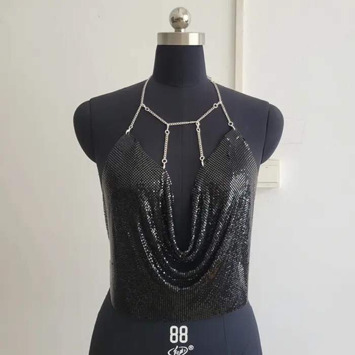 Crop top sexy en lin et polyester pour jeune femme occasions spéciales été night club halloween
