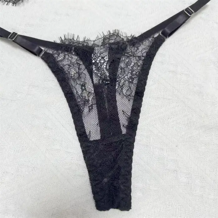 Sexy dámske spodná bielizeň nastaviť v ultra tenkej pletenej čipky s nastaviteľnými kosticami a popruhy pre ženy špeciálne príležitosti