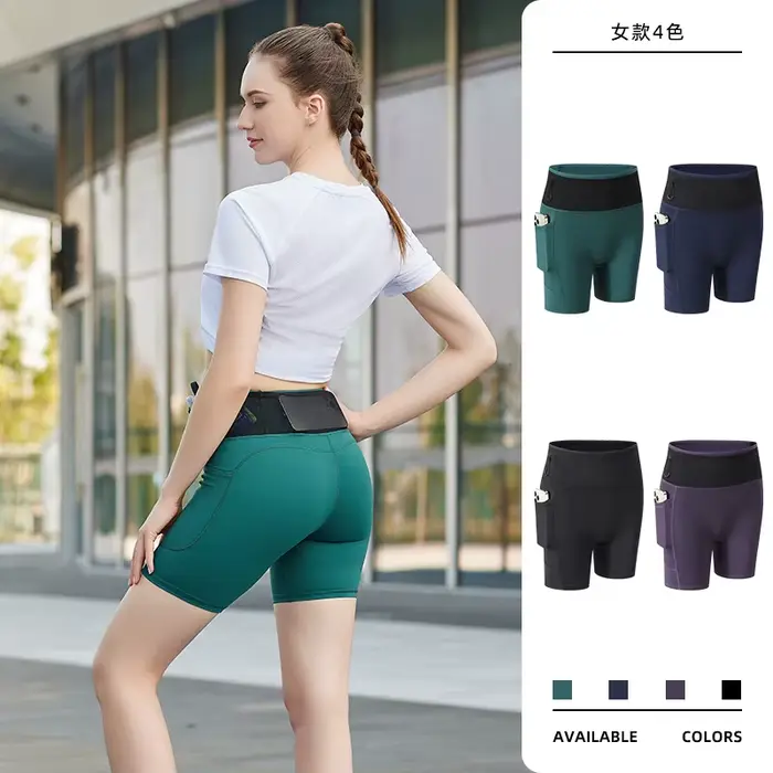 Short de compression avec poches pour femme, vêtements de sport à haute élasticité, entraînement spo