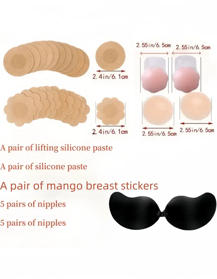 Soutien-gorge adhésif, soutien-gorge adhésif respirant, soutien-gorge invisible sans bretelles en si