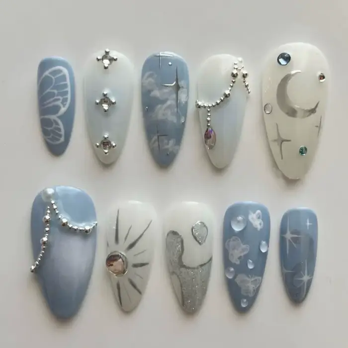 Faux ongles violet foncé, Design diamant 3d, à pression faite à la main, couverture complète, portab