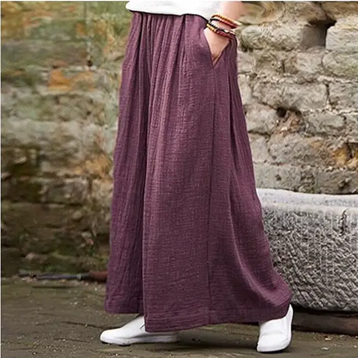 Pantalon large en coton tendance printemps 2026, grande taille, décontracté, en coton et lin, pour f