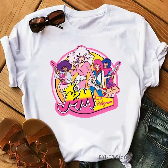 Jem et les hologrammes graphique imprimé T-Shirt filles été hauts à la mode T-Shirt femmes gris/vert