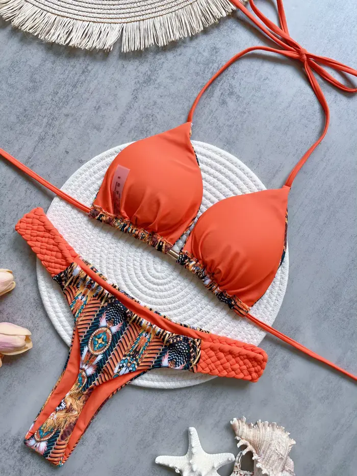 RUOTONSEPT imprimé licou Mini string coupe haute Bikini femme maillot de bain femmes maillots de bai