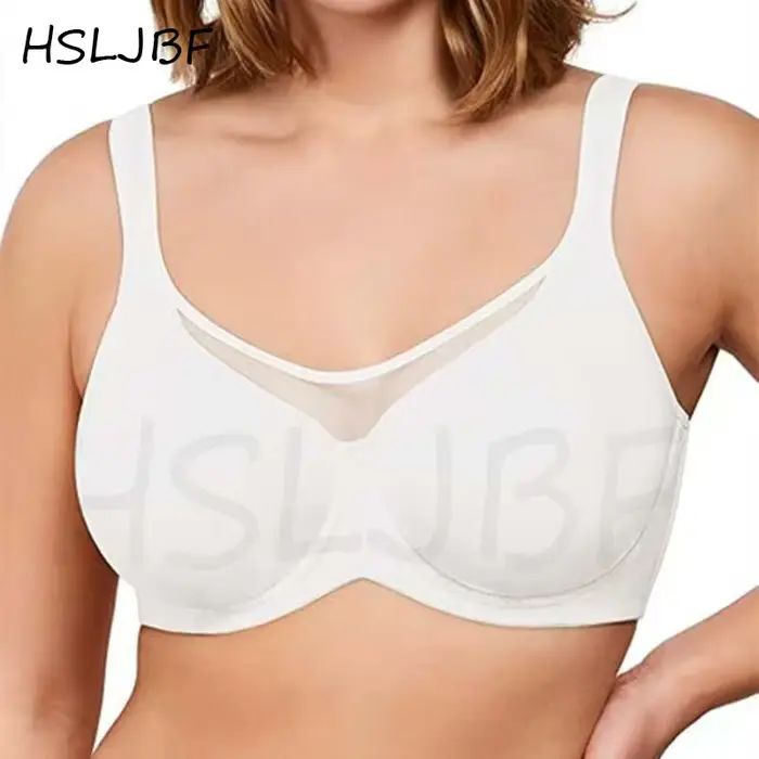HSLJBF Dámske Plus veľkosť minimalizujúce podprsenky, Coolcomfort plný kryt podprsenky bez podšívky s veľkorysé prsia drôtené