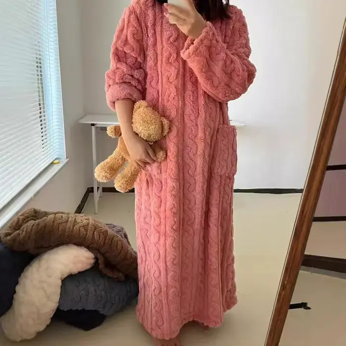 Flanel hrubé ženy Polyester nočná košeľa koleno dĺžka pohodlie elegancia špeciálne príležitosti