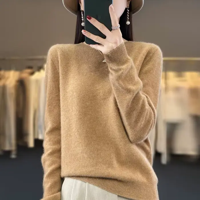 100% merino vlna pulóver pre ženy okrúhly výstrih kašmír pleteniny žena