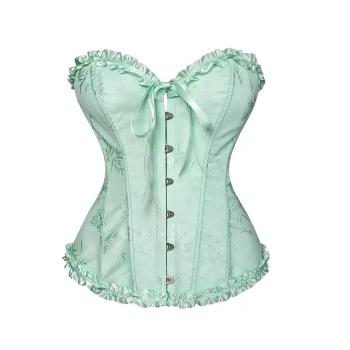Bustier a korzety bez kostic s volánmi kráľovská modrá gotický top pre ženy Sexy oblečenie Steampunk Korzet Vintage Burleskné viktoriánske kostýmy