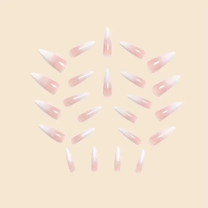 Tendances de la mode 24 pièces/ensemble femmes filles Long Stiletto français blanc dégradé couvertur