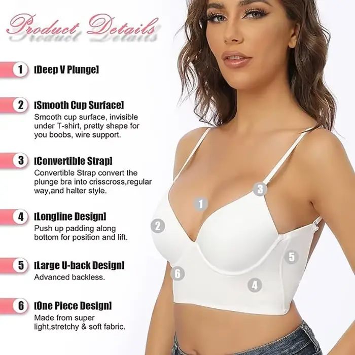 Dámske sexy chrbát podprsenka hlboké V výstrih spodná bielizeň intímne priedušná podprsenka nízke späť neviditeľné špeciálne príležitosti