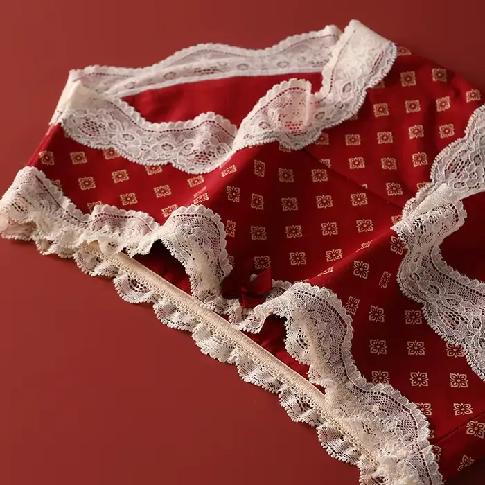 Sada trojuholníkových nohavičiek na Štedrý deň, dámske spodné prádlo, bavlnené slipy, Sexy spodná bielizeň, intímne bezšvové spodné prádlo z čipky