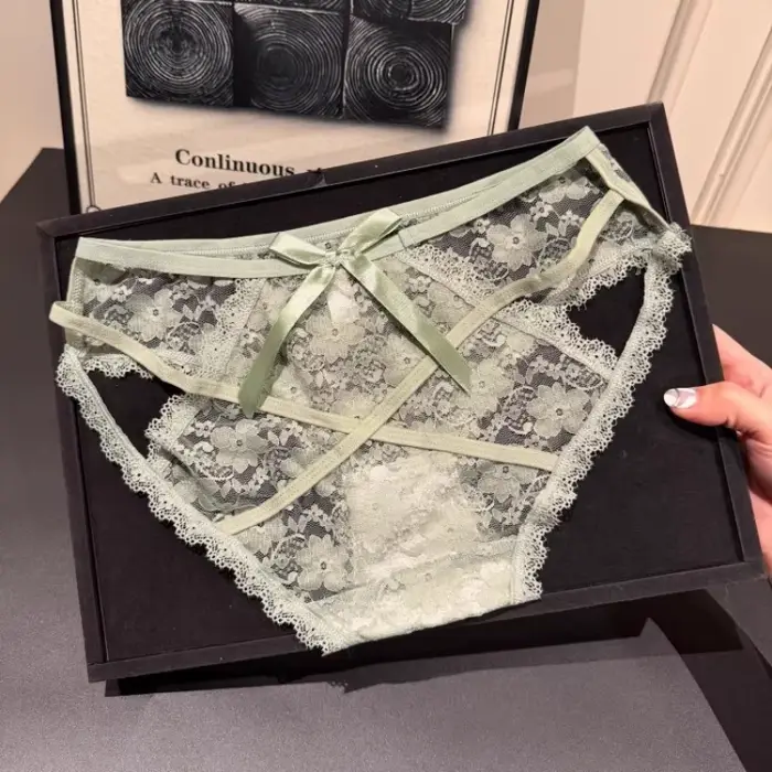 Dámske slipy, kvetinová výšivka, priehľadná čipka, sexy spodná bielizeň, nízky pás, prelamovaná sieťovina, bavlnené nohavičky, bavlnený rozkrok