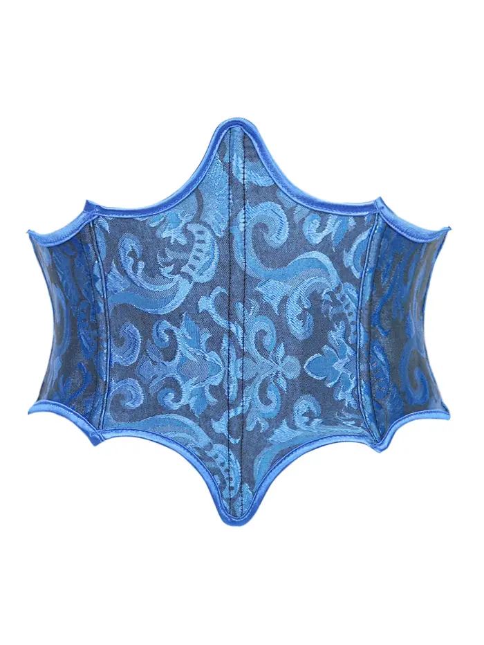 Corset de style court, bleu roi, en jacquard, avec ceinture et nœud à l'arrière, pour femme, avec un