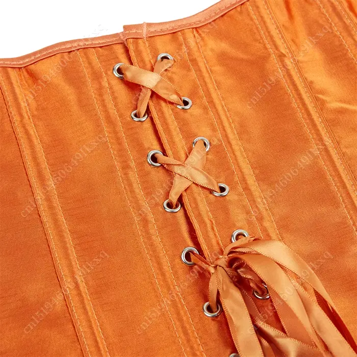 Corset Satin Orangé Élégant pour Femmes Occasions Spéciales Bustier Sexy Mode Audacieuse Halloween Cosplay Costume Fête de Naissance