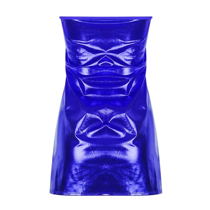 Robe en cuir PU sans manches pour femmes, jupe courte pour dames, robe ronde sur la poitrine, robe d