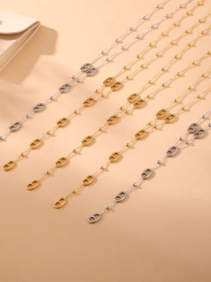 Nivora mode longue chaîne en acier inoxydable colliers pour femmes PVD véritable plaqué or métal fem