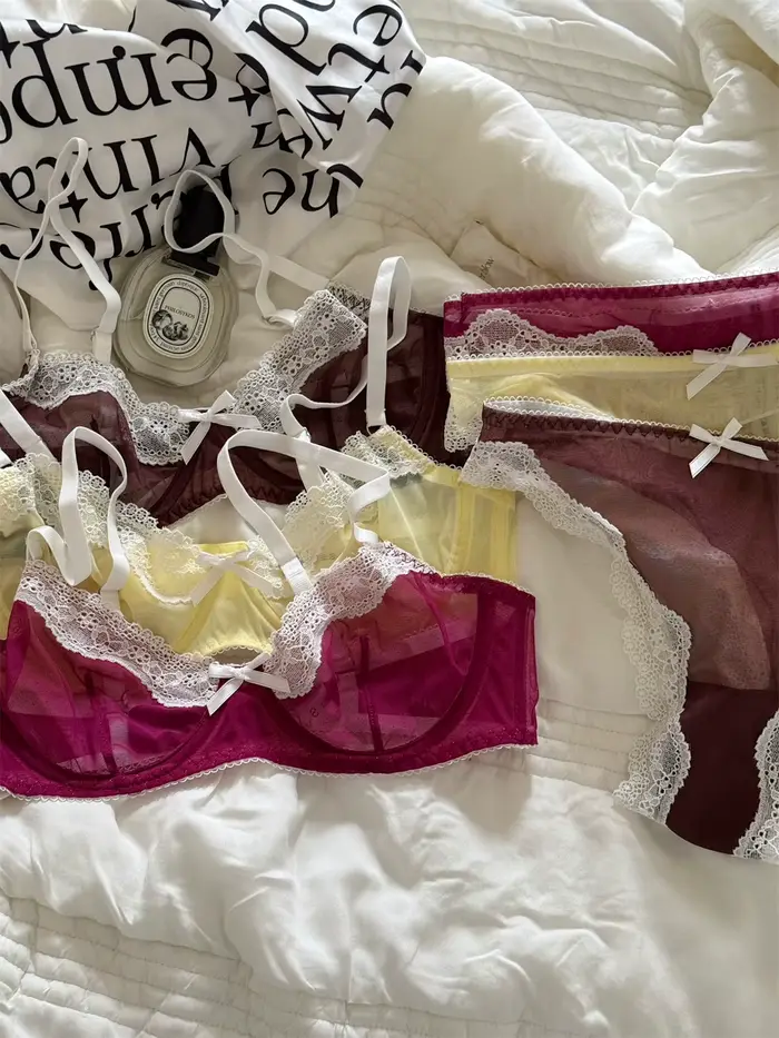 Sexy podprsenka zo sieťoviny a priehľadnej čipky, s kosticami, pre malé busty, Bralettie s spodná bielizeň, oblek pre ženy