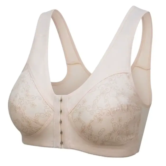 Soutien-gorge confortable et fin à boutons avant, bretelles larges, pratique pour les personnes âgée
