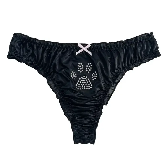 Culottes Lolita Patte de Chat Kawaii en Coton avec Strass, Strings Confortables Quotidiens, Slips Do