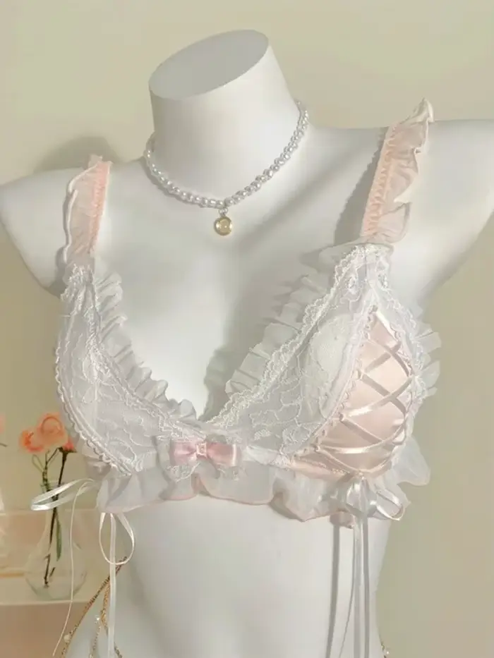 Lolita filles mince mignon dentelle petit soutien-gorge femmes Triangle tasse soutien-gorge Sexy sou