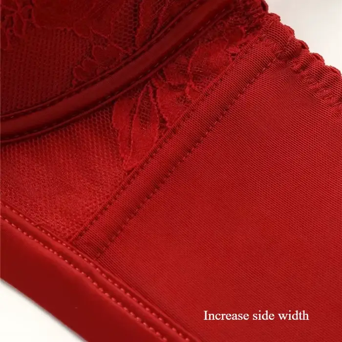 Elegantná červená Beauwear veľká veľkosť podprsenka pre ženy 3/4 košíček hlboký výstrih sexy čipkovaná