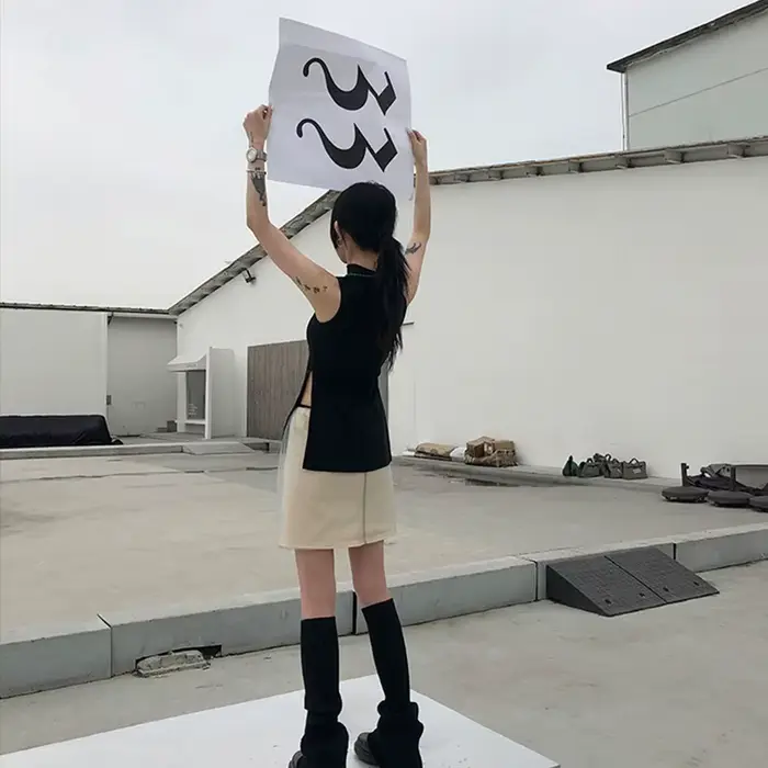 Karrcat Yamamoto Style débardeur noir Grunge gothique col roulé hauts Cyber Y2k Chic vêtements de cr