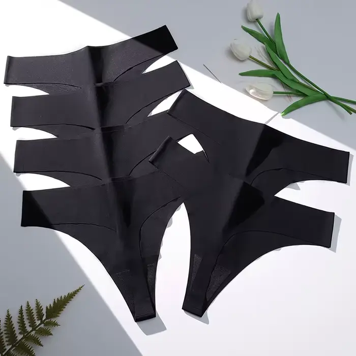 TrowBridge sans couture femmes culottes coupe en V Sexy femme tongs soie Satin sous-vêtements doux confortable Lingerie chaude g-strings sport t-back