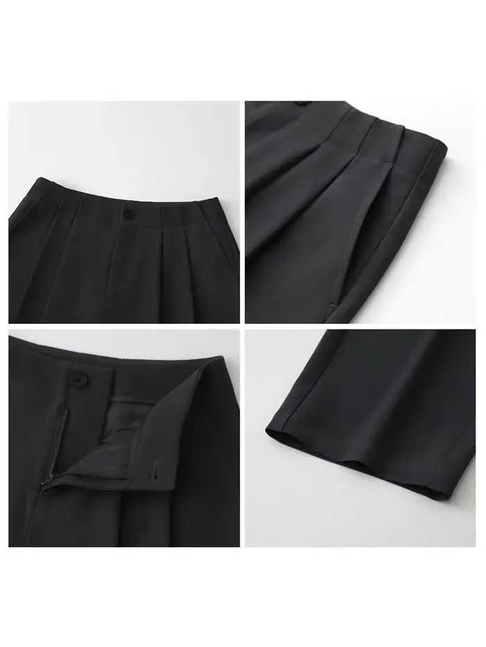 CHIC VEN femmes pantalons nouveau décontracté taille haute femme pantalon plissé tombant jambe large