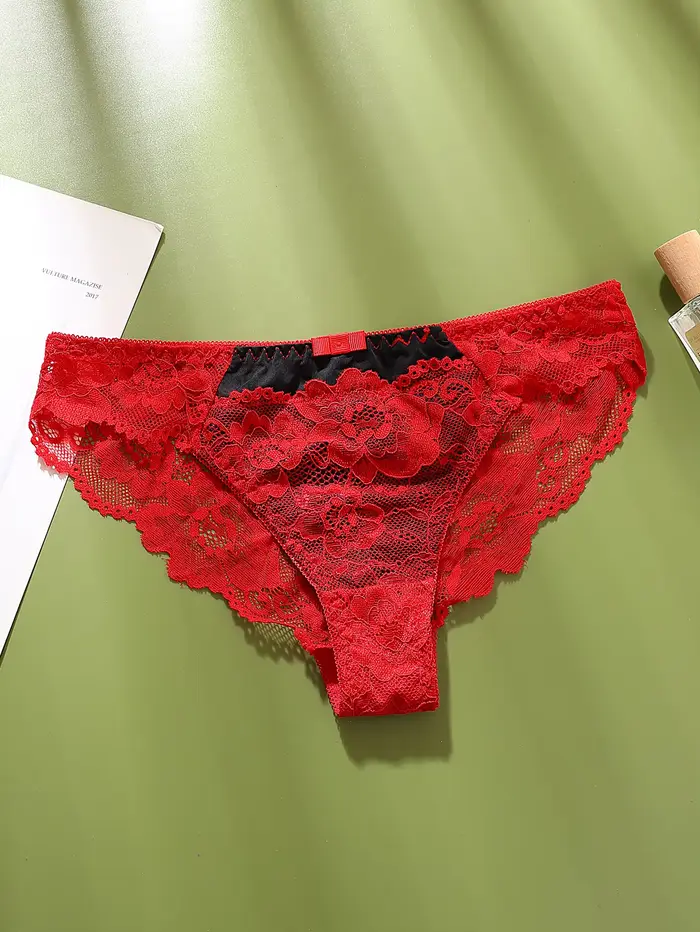 Dámske spodné prádlo Sexy čierna čipka nohavičky spodná bielizeň Dámske kvetinové čipky nohavičky Perspektíva Design Dámske nohavičky