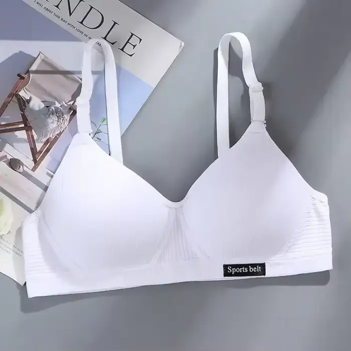 Soutien-gorge en coton pour femmes, bonnet AB, sous-vêtements sans fil, confortable, soutien-gorge e