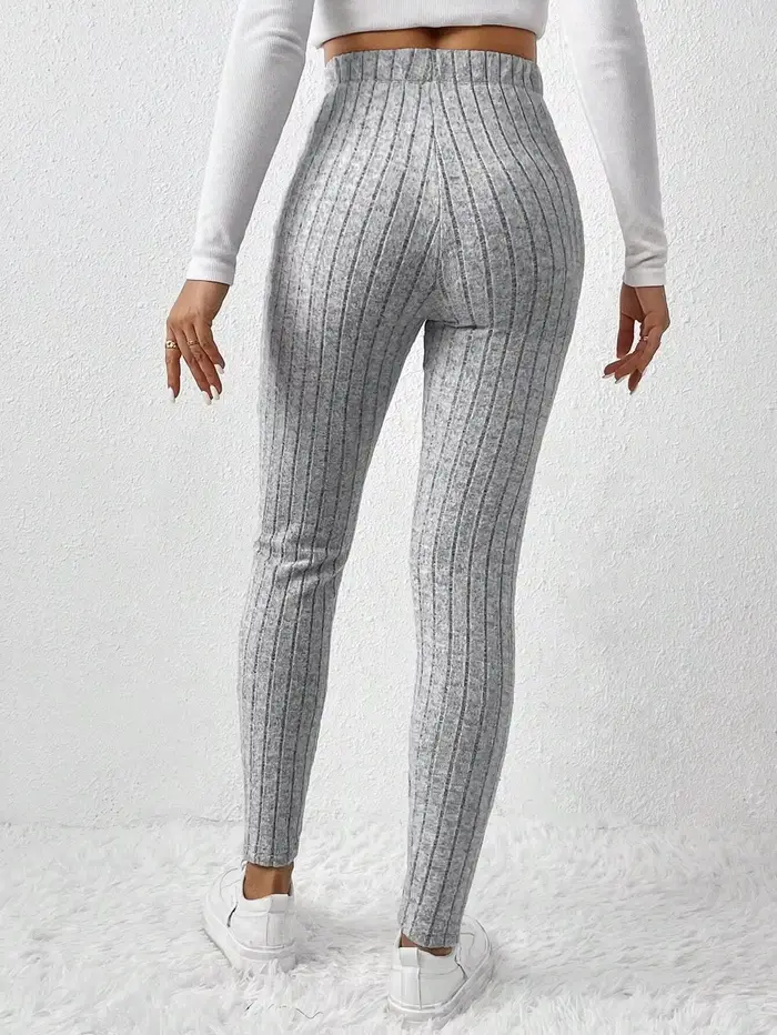 Pantalon de couche de Base serré en tricot côtelé à la mode, collants en tricot élégants et conforta