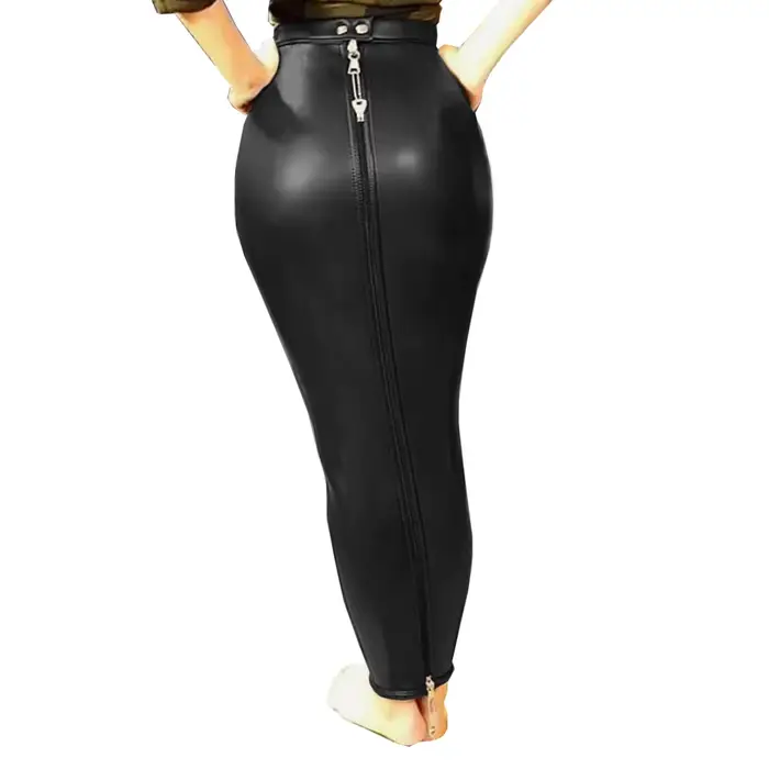 High fashion PU kožené šaty so zipsom pre ženy gotický štýl a cosplay špeciálne príležitosti