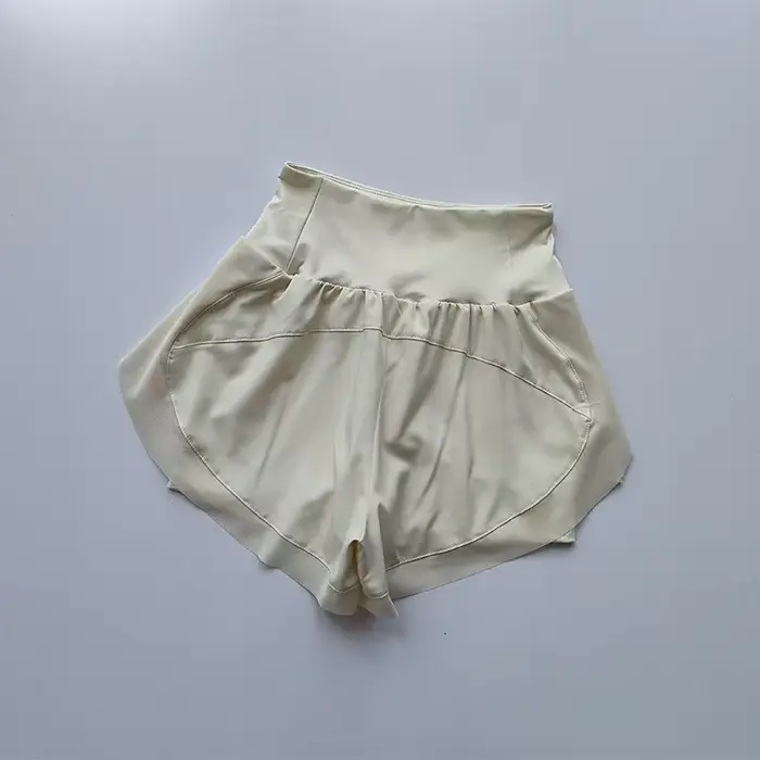 Short de sport taille haute pour femme, maille respirante, double couche, séchage rapide, gym, fitne