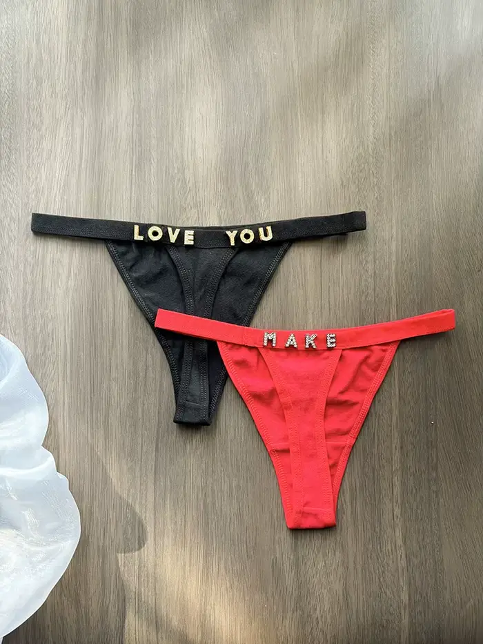 Personalizované String Meno Letter Crystal Tanga Sexy String Name Personalizované nohavičky Ženy nohavičky Dcéra Narodeniny Valentína darček