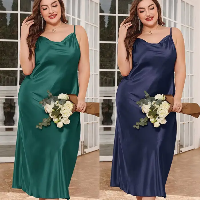 Dlhá oversize nočná košeľa 3XL 4XL 5XL zo saténu pre ženy