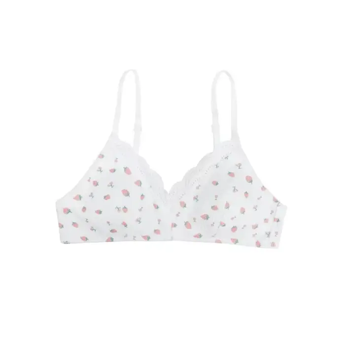 Ensemble soutien-gorge Cerise Fraise en élasthanne et polyester pour femmes, motifs floraux, trois quarts tasse, sans fil, Moyisu, occasions spéciales